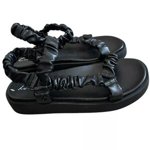 Sam Edelman Circus Sandals Womens Size 8 Black Faux Leather Harlene Flatform